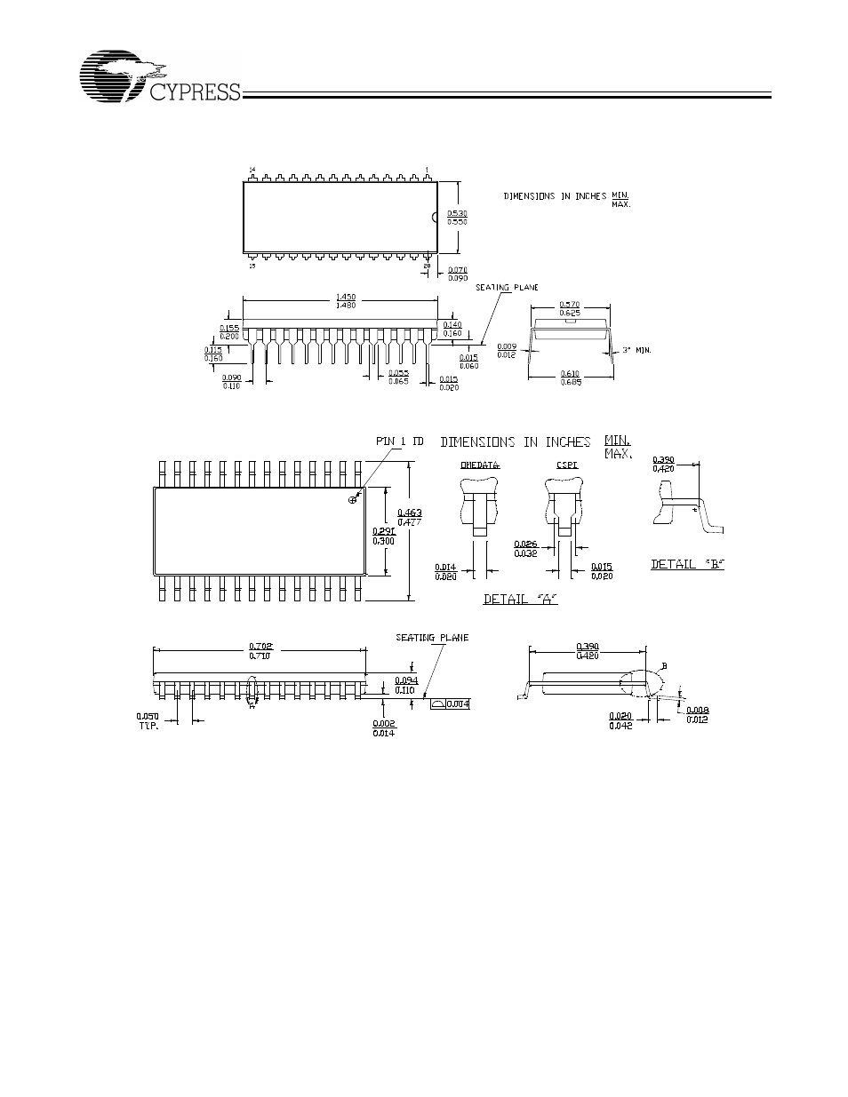 Package diagrams | Cypress 256K (32K x 8) CY62256 User Manual | Page 9 / 11