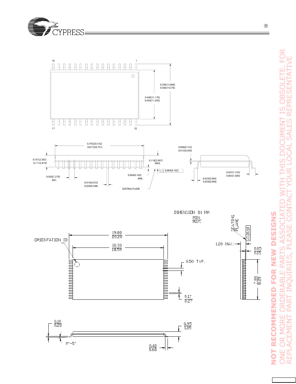 Package diagrams | Cypress CY62128B User Manual | Page 9 / 11