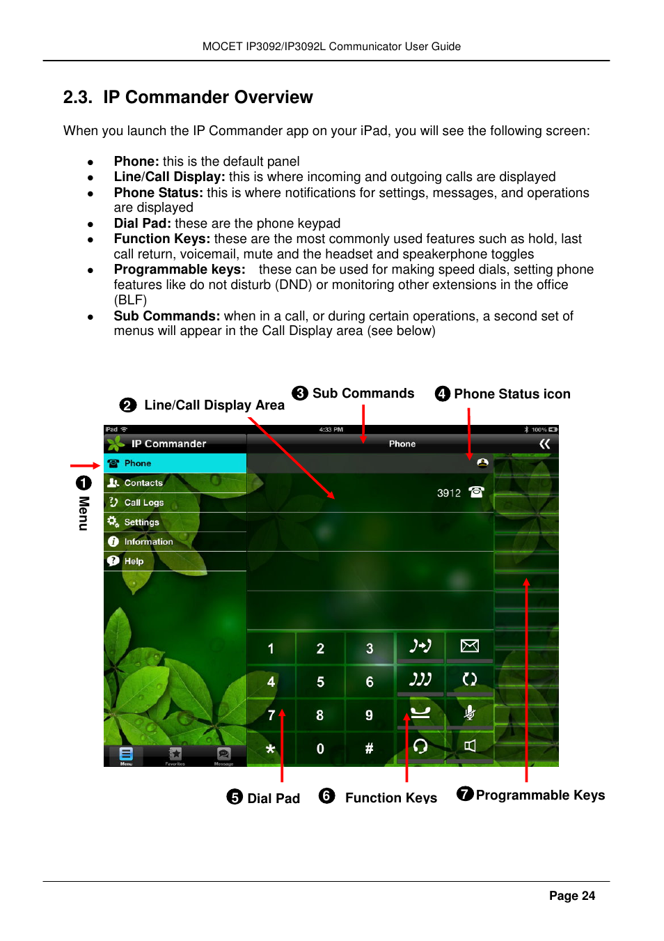 Ip commander overview | MOCET IP3092 User Manual | Page 24 / 68