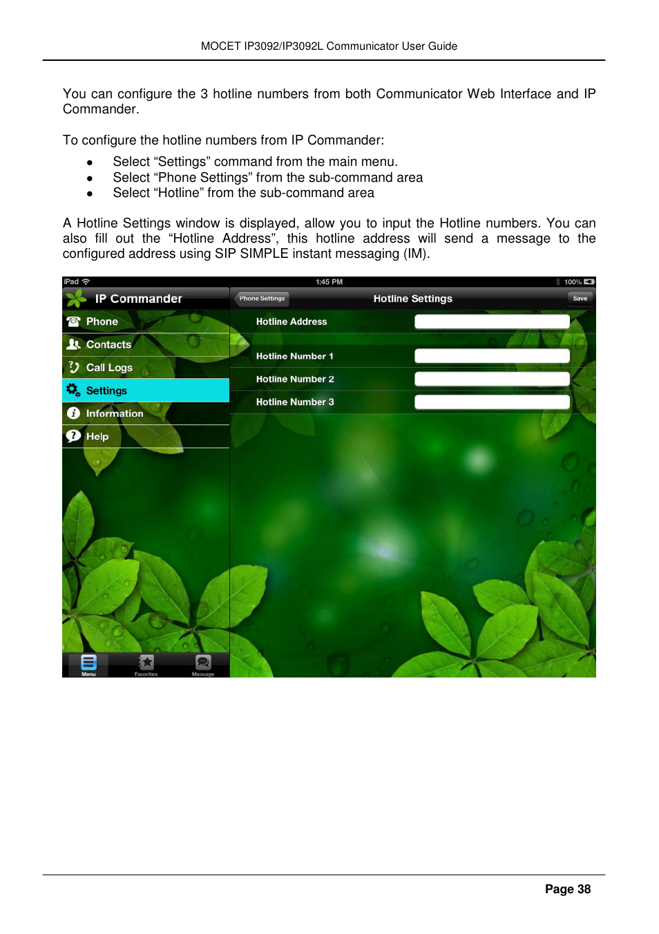 MOCET IP3092 User Manual | Page 38 / 68
