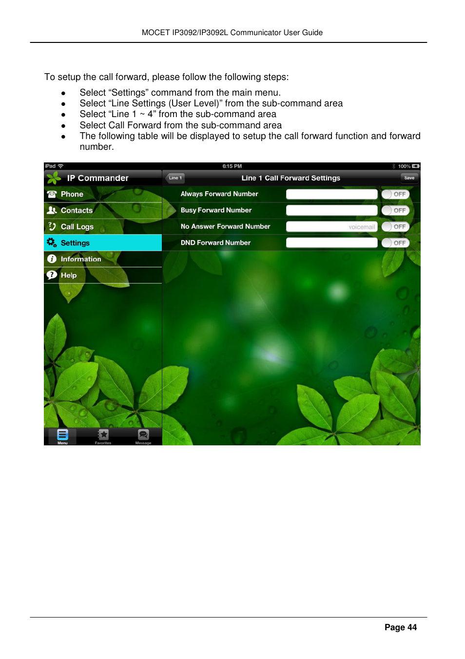 MOCET IP3092 User Manual | Page 44 / 68