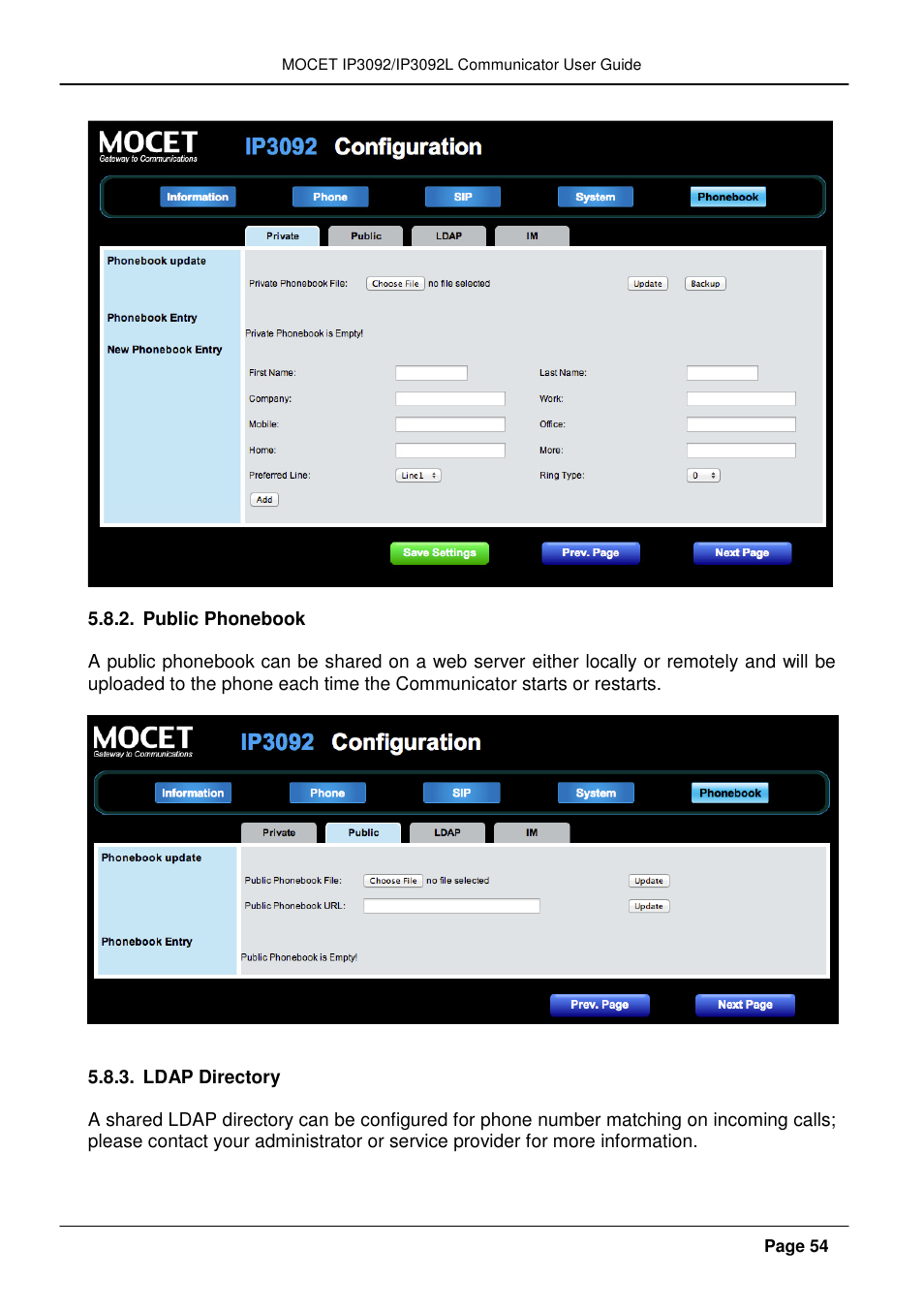 MOCET IP3092 User Manual | Page 54 / 68