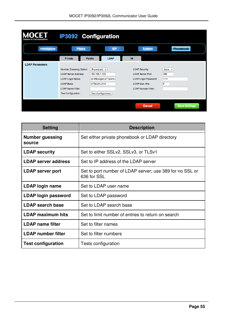 MOCET IP3092 User Manual | Page 55 / 68