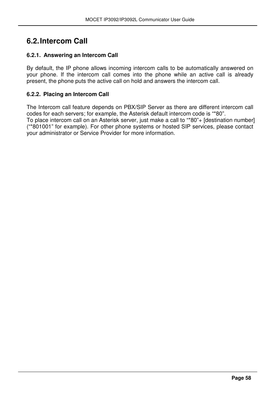 Intercom call | MOCET IP3092 User Manual | Page 58 / 68