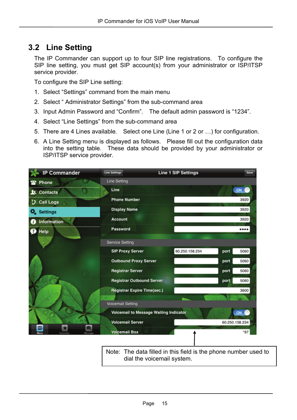 2 line setting | MOCET IP Commander User Manual | Page 15 / 53