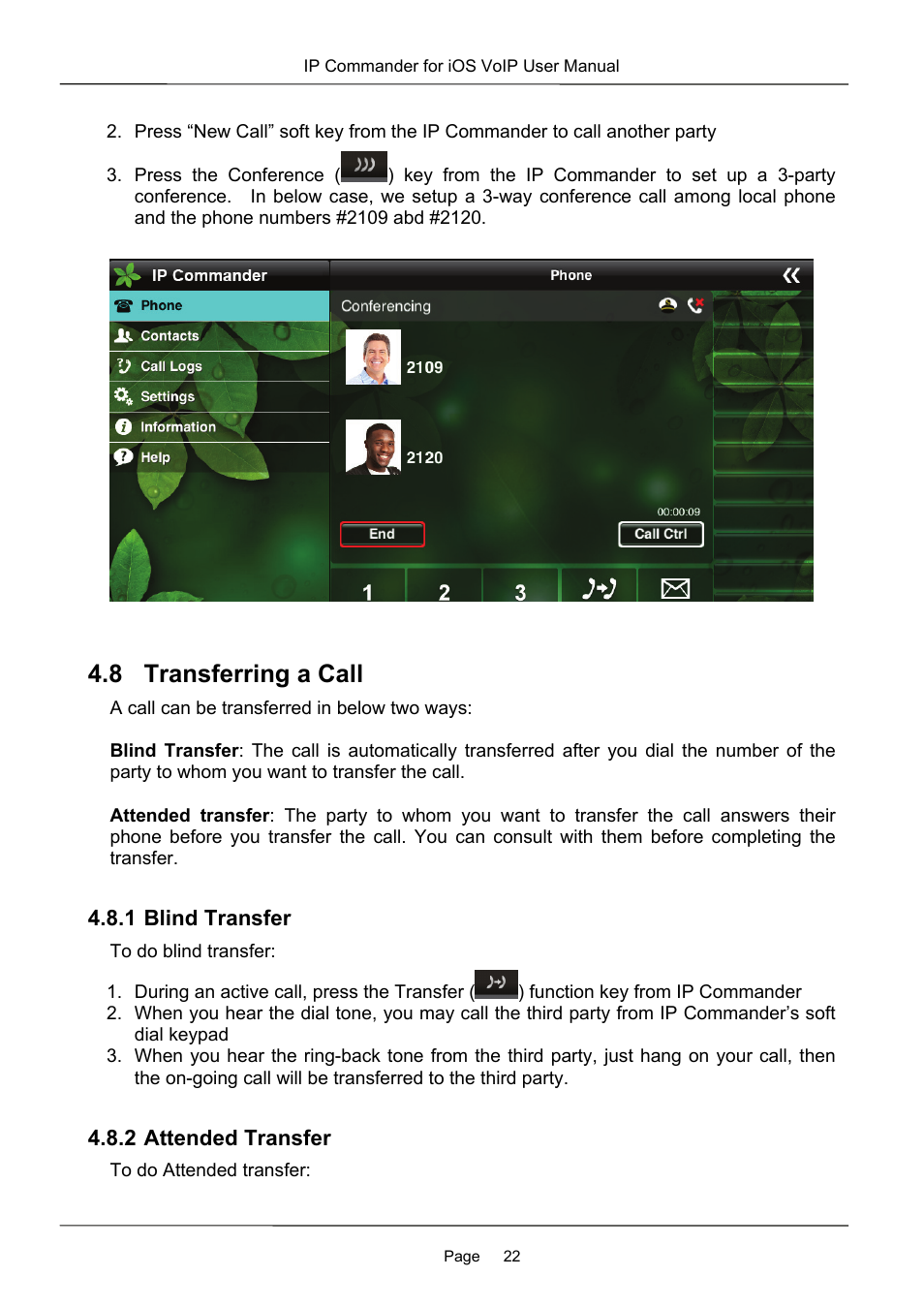 8 transferring a call | MOCET IP Commander User Manual | Page 22 / 53