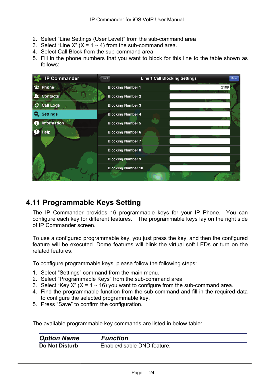 11 programmable keys setting | MOCET IP Commander User Manual | Page 24 / 53
