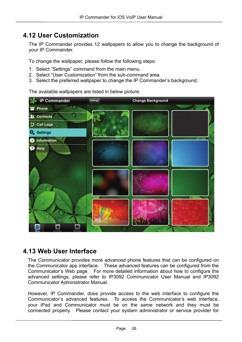 12 user customization, 13 web user interface | MOCET IP Commander User Manual | Page 26 / 53