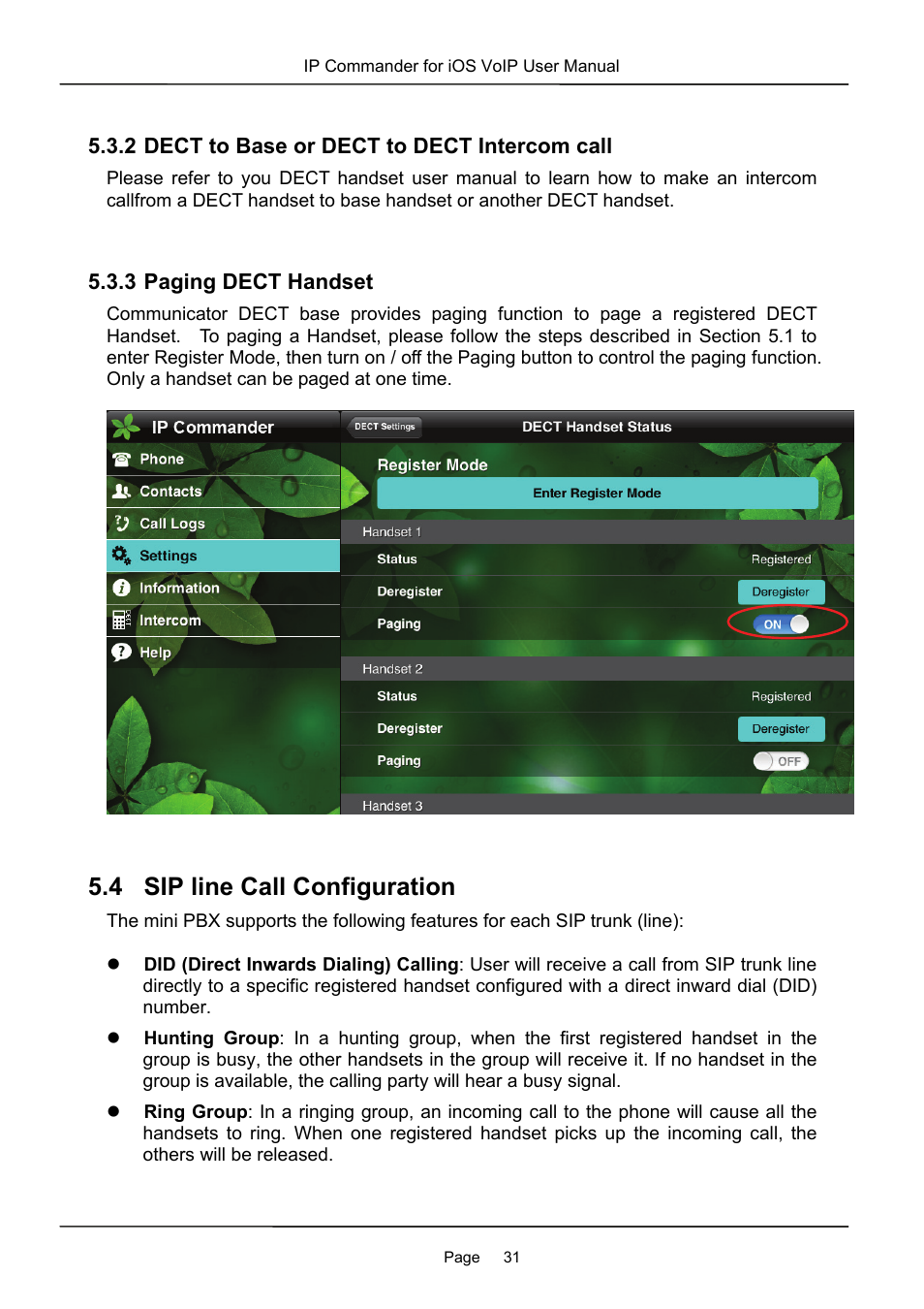 4 sip line call configuration | MOCET IP Commander User Manual | Page 31 / 53