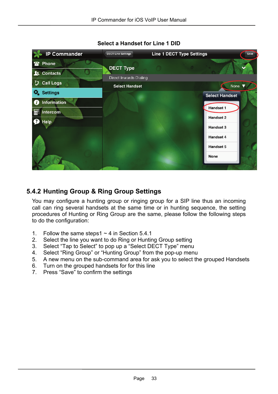 2 hunting group & ring group settings | MOCET IP Commander User Manual | Page 33 / 53