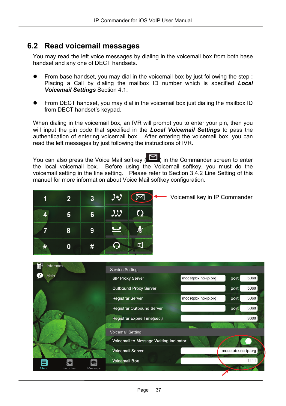 2 read voicemail messages | MOCET IP Commander User Manual | Page 37 / 53