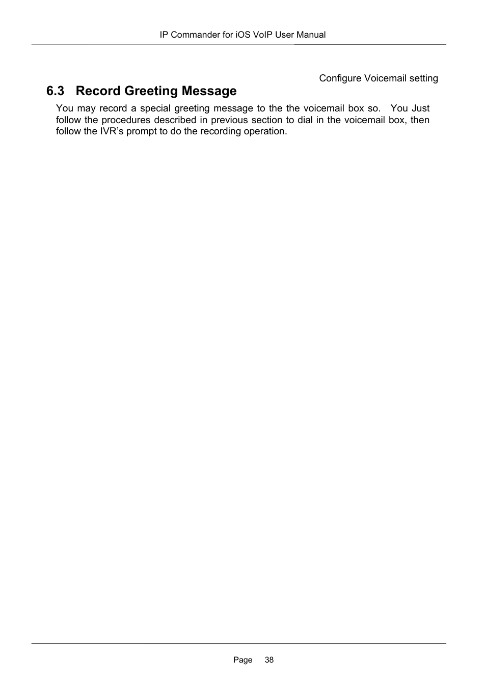 3 record greeting message | MOCET IP Commander User Manual | Page 38 / 53