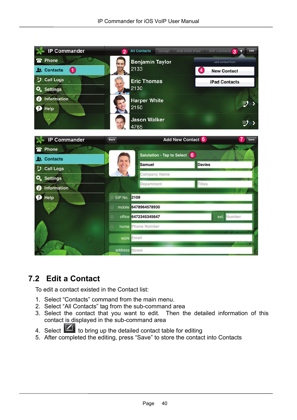 2 edit a contact | MOCET IP Commander User Manual | Page 40 / 53