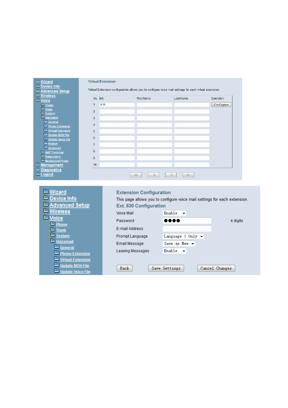 3 virtual extension, 4 update moh file | MOCET IG7600 User Manual | Page 106 / 133