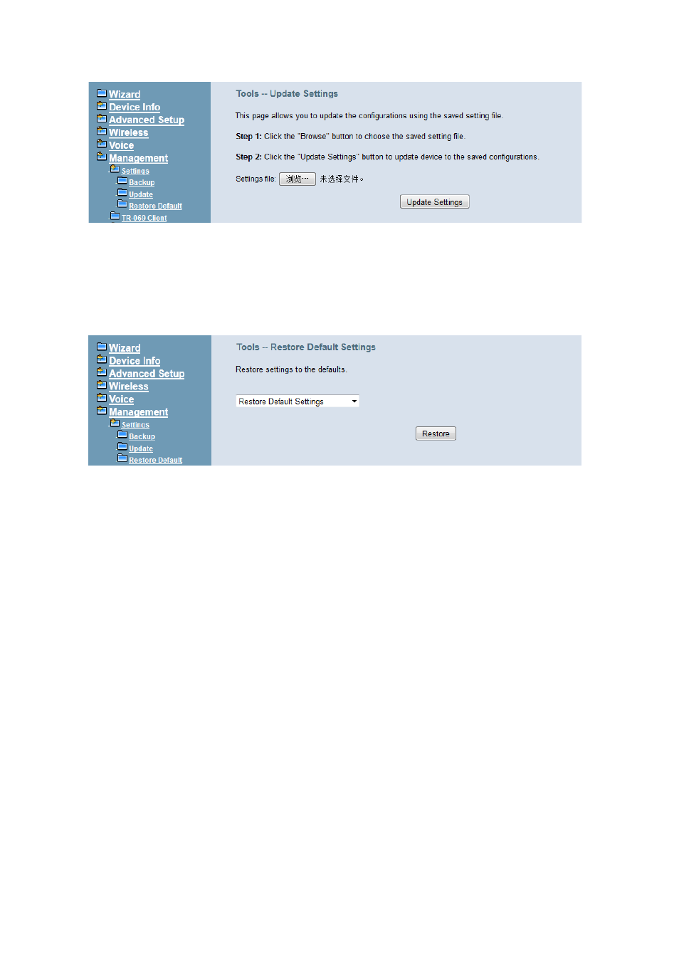 3 restore default, 2 tr-069 client | MOCET IG7600 User Manual | Page 115 / 133