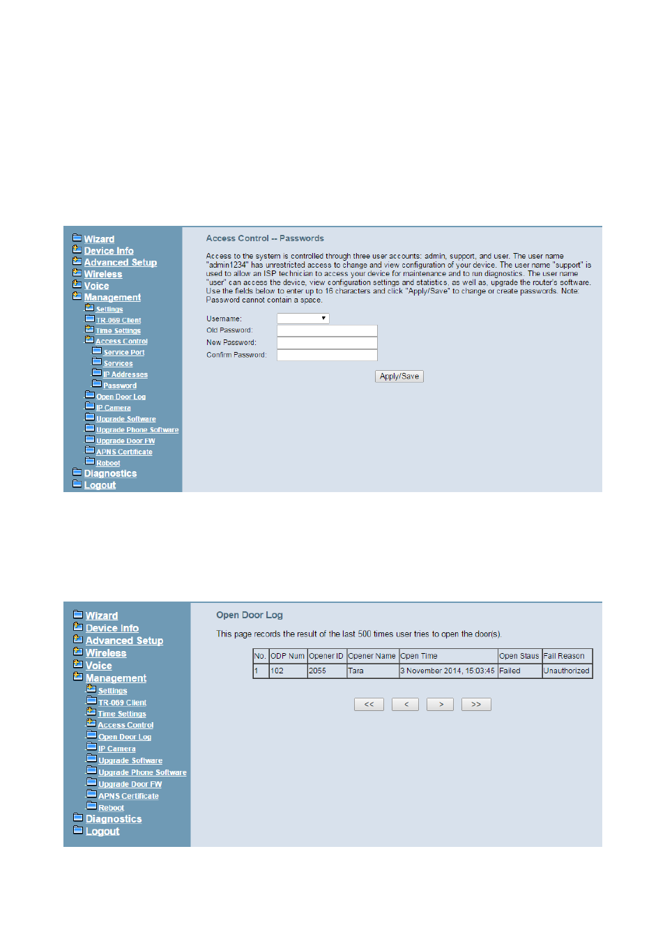 4 password, 5 open door log | MOCET IG7600 User Manual | Page 120 / 133