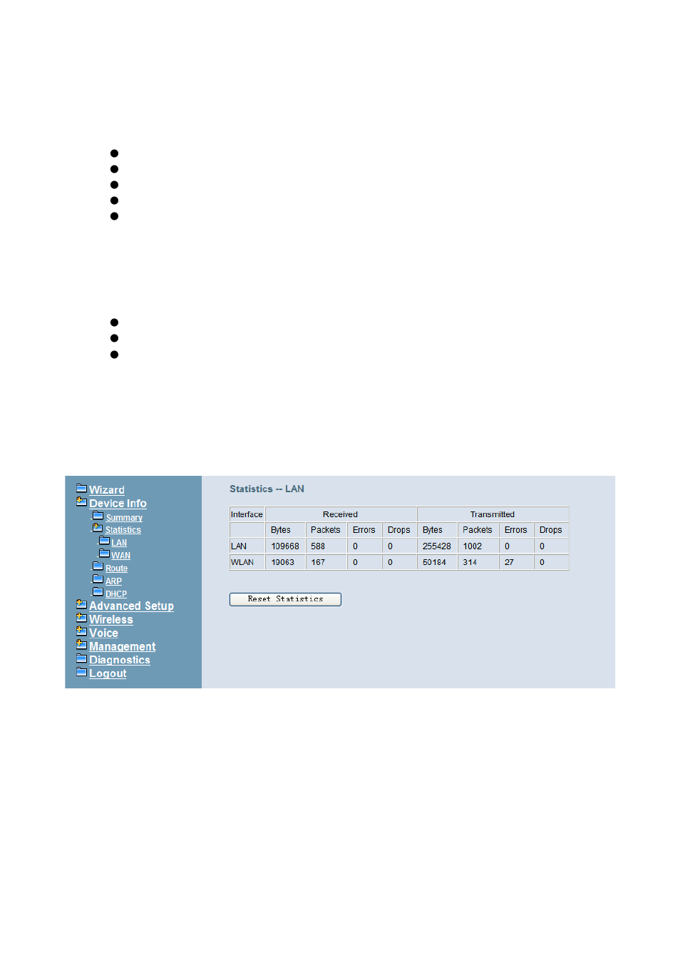 3 device info, 1 summary, 2 statistics | 1 lan, 2 wan | MOCET IG7600 User Manual | Page 48 / 133