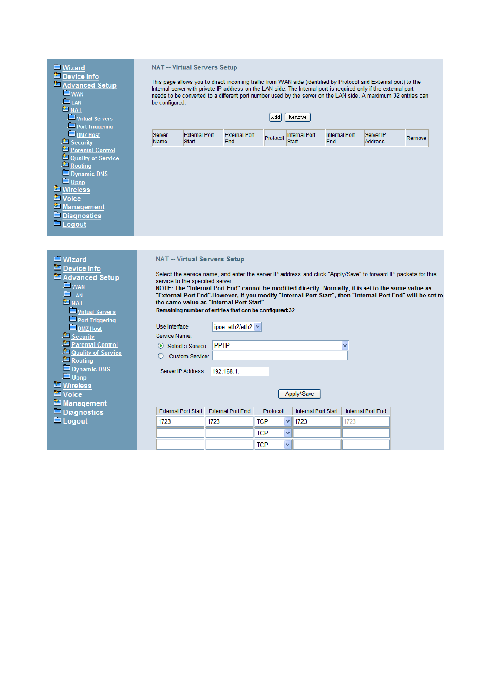 2 port triggering | MOCET IG7600 User Manual | Page 55 / 133
