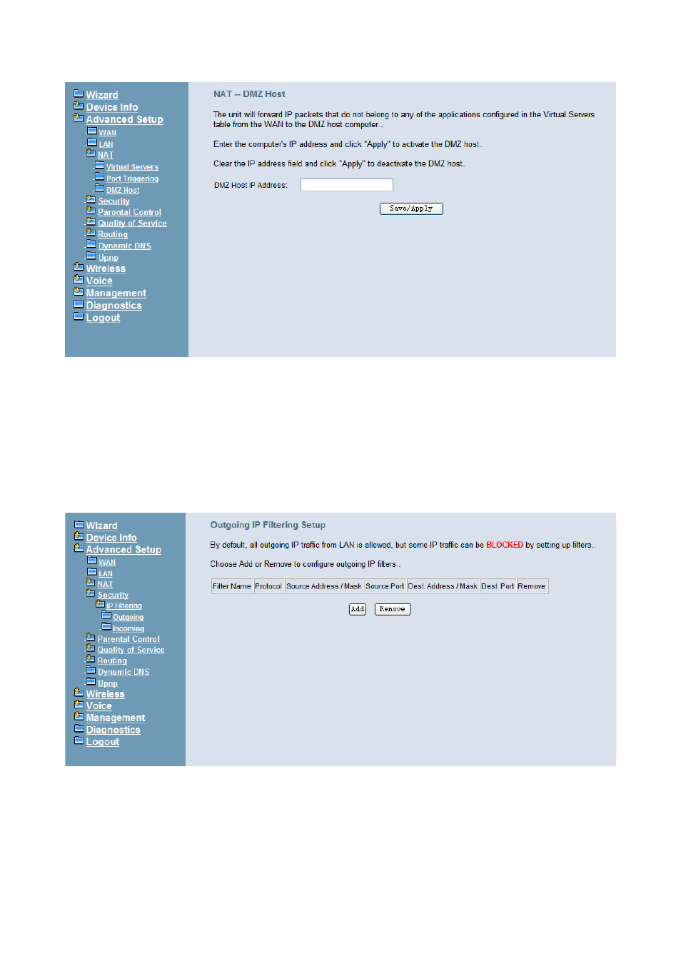 5 security, 1 ip filtering - outgoing | MOCET IG7600 User Manual | Page 57 / 133
