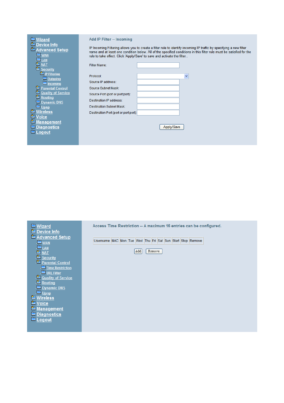 6 parental control, 1 time restriction | MOCET IG7600 User Manual | Page 59 / 133