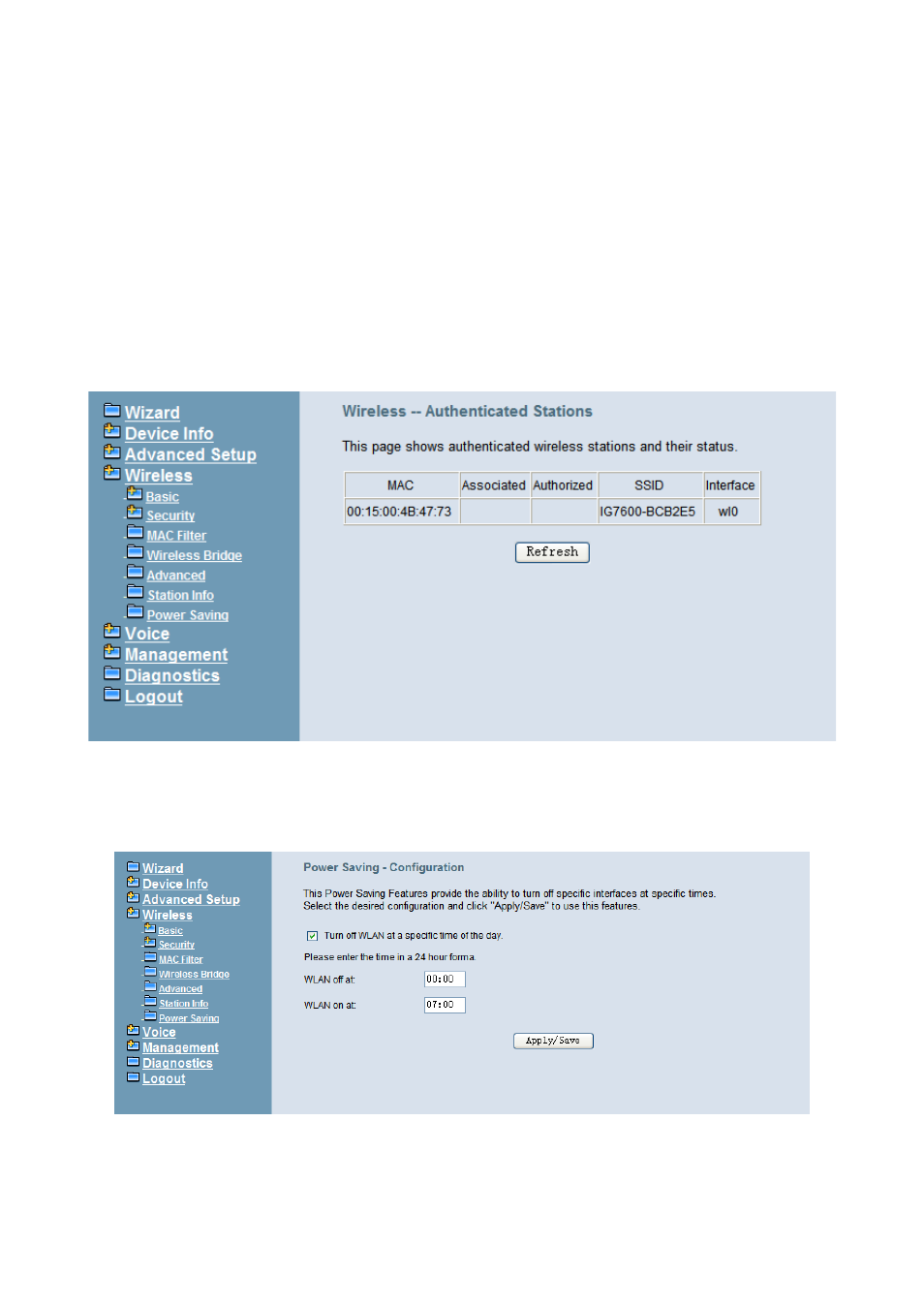 6 station info, 7 power saving | MOCET IG7600 User Manual | Page 74 / 133