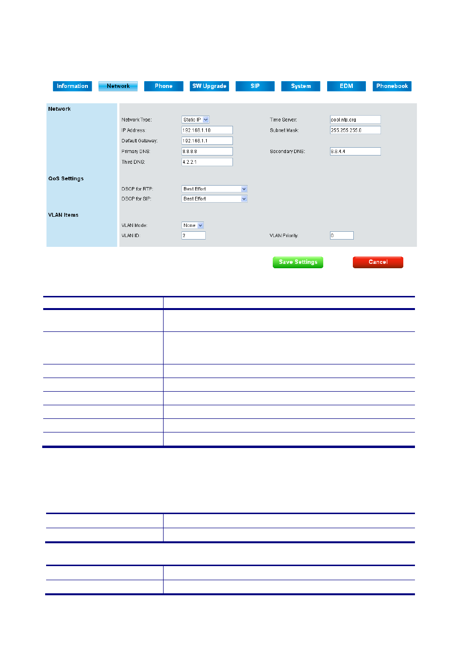 Network page | MOCET M62 User Manual | Page 75 / 100