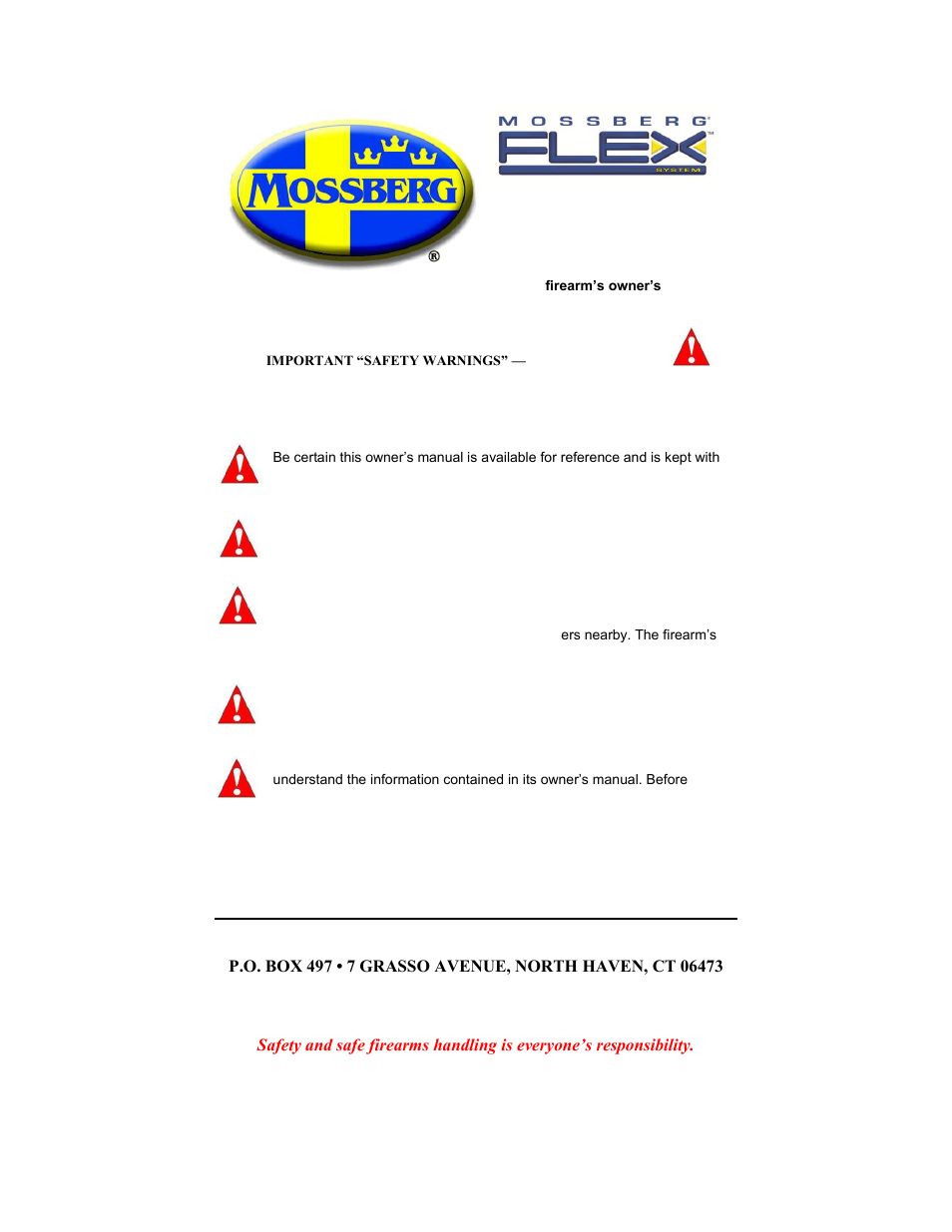 Mossberg FLEX System Shotguns User Manual | 16 pages