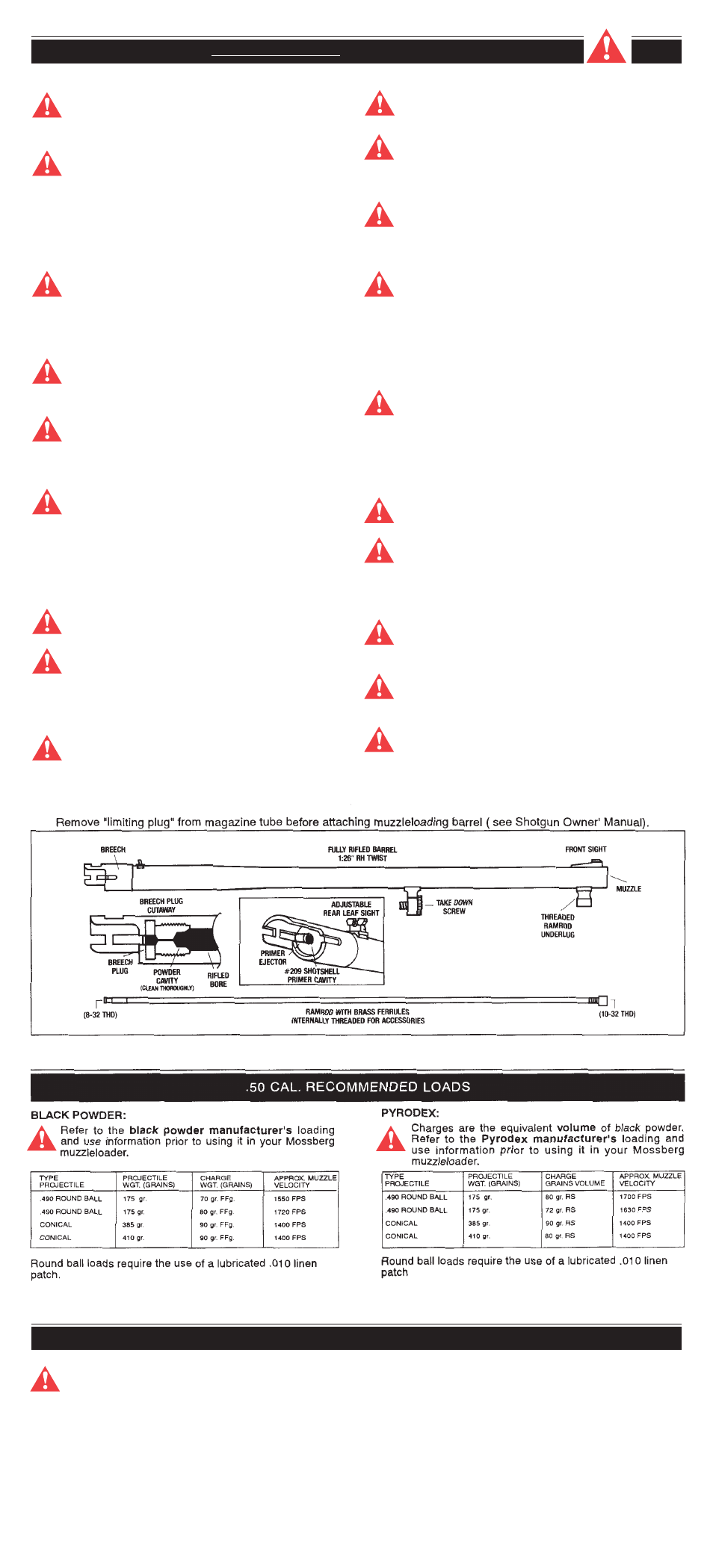 Mossberg 50 12 gauge Muzzleloader User Manual | 2 pages