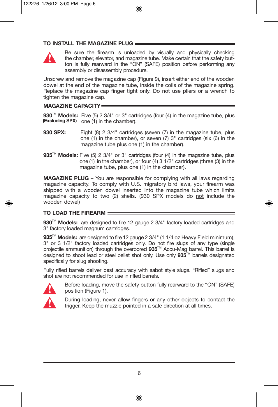 Mossberg 935 Magnu User Manual | Page 8 / 32