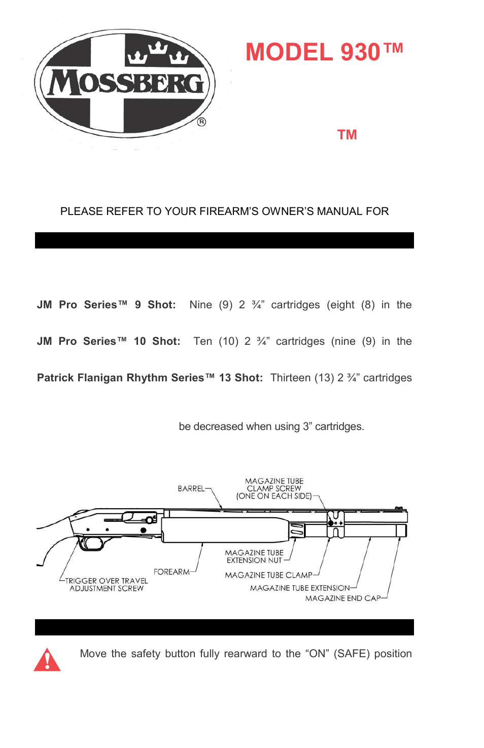 Mossberg 930 JM Pro/Rythm User Manual | 4 pages