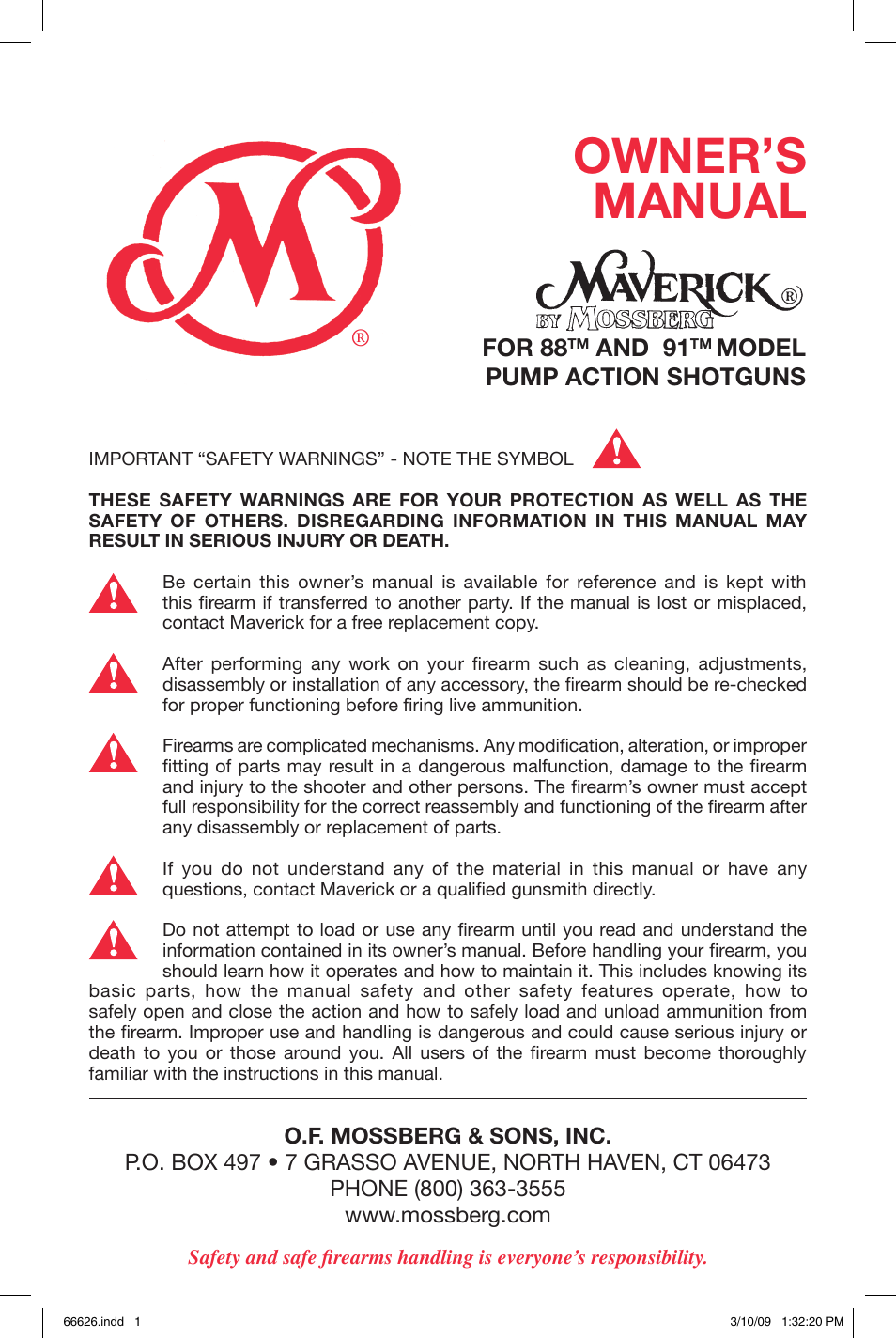 Mossberg Maverick 8 and 9 User Manual | 28 pages