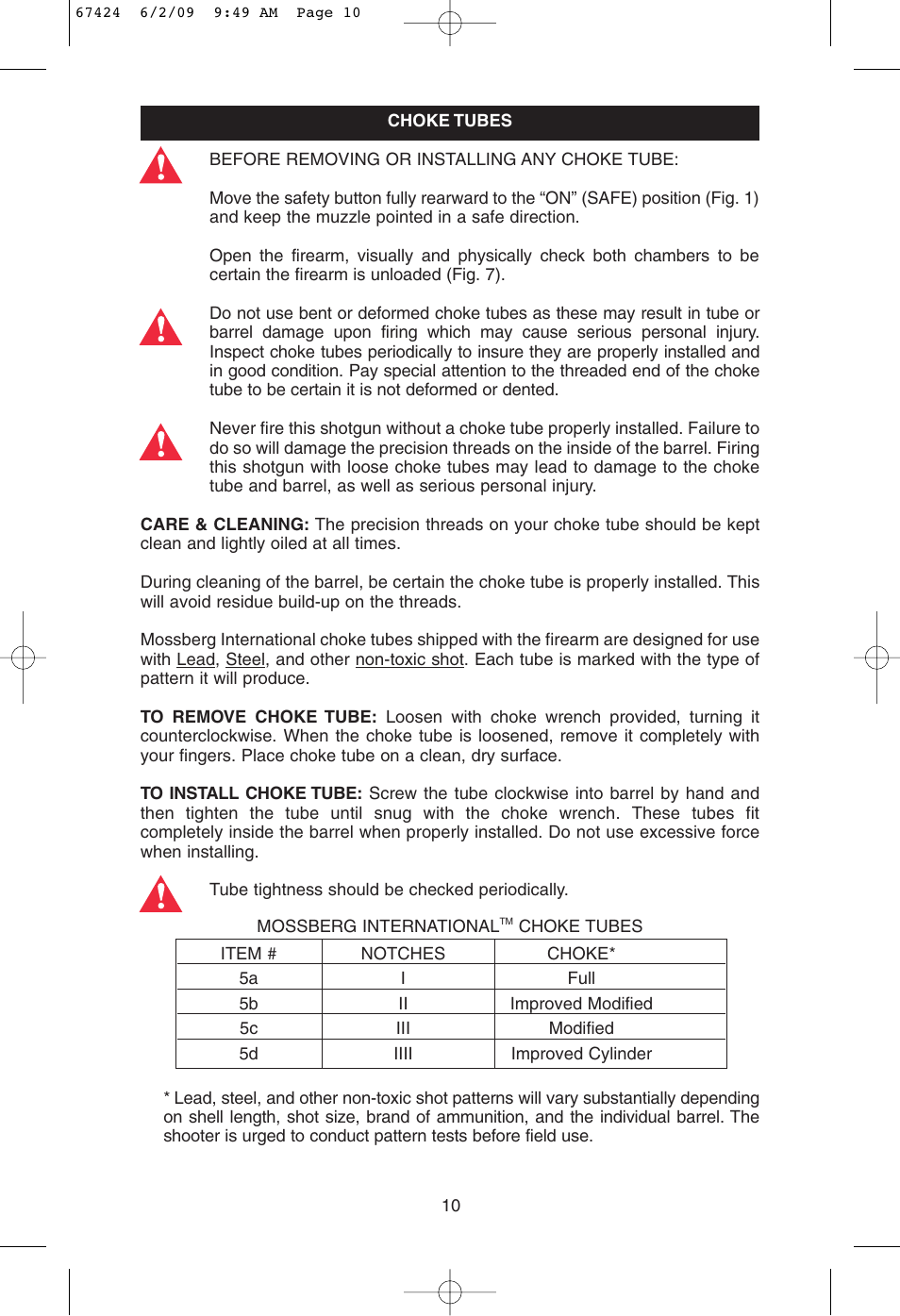 Mossberg Silver Reserve Serie Over/Under User Manual | Page 12 / 20