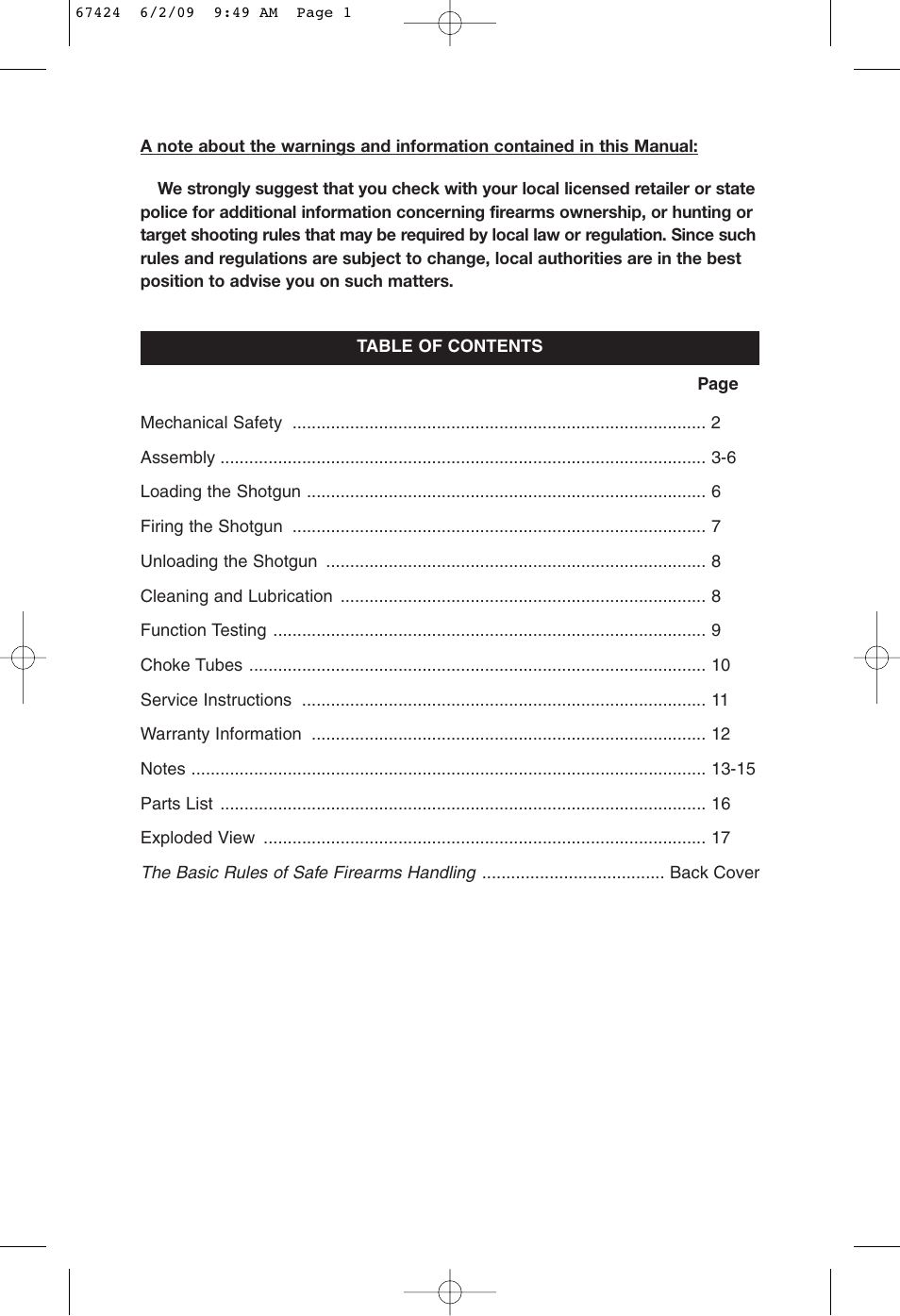 Mossberg Silver Reserve Serie Over/Under User Manual | Page 3 / 20