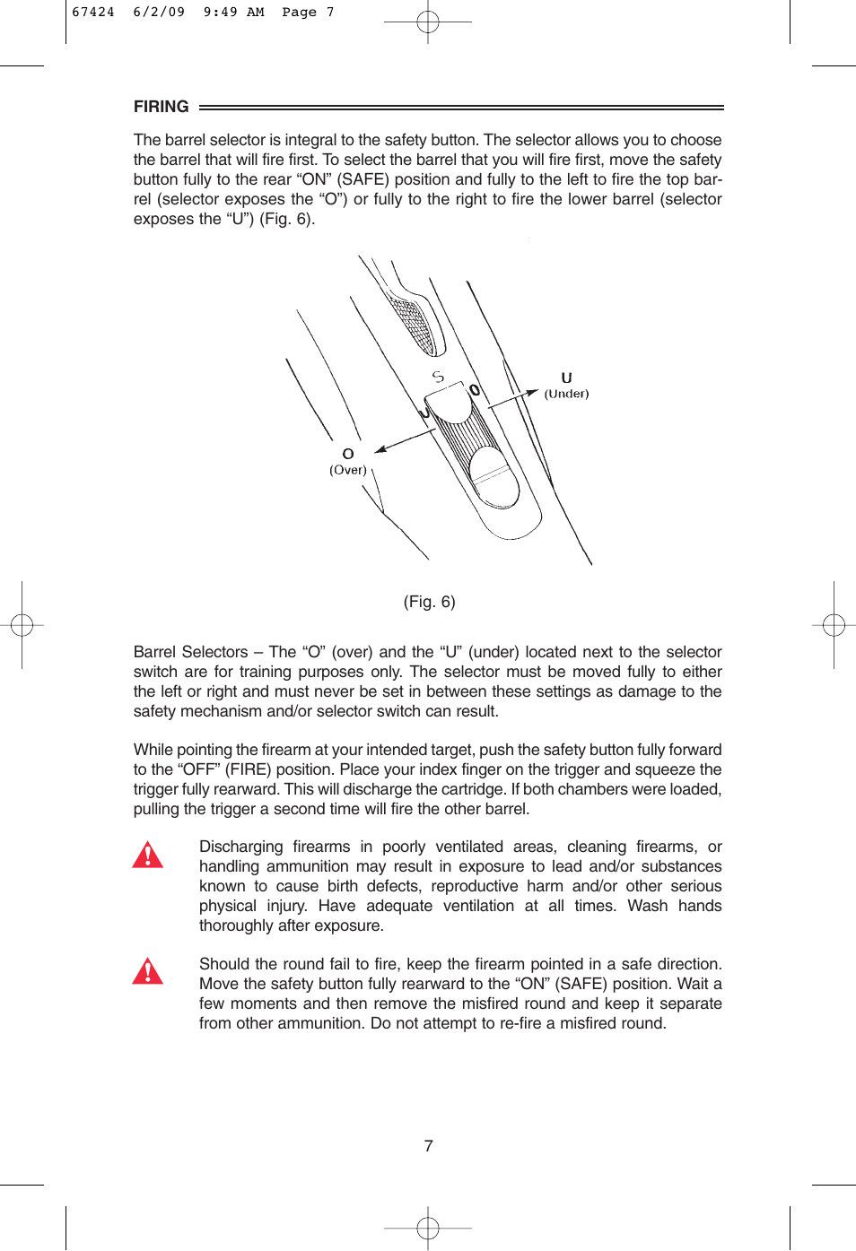 Mossberg Silver Reserve Serie Over/Under User Manual | Page 9 / 20