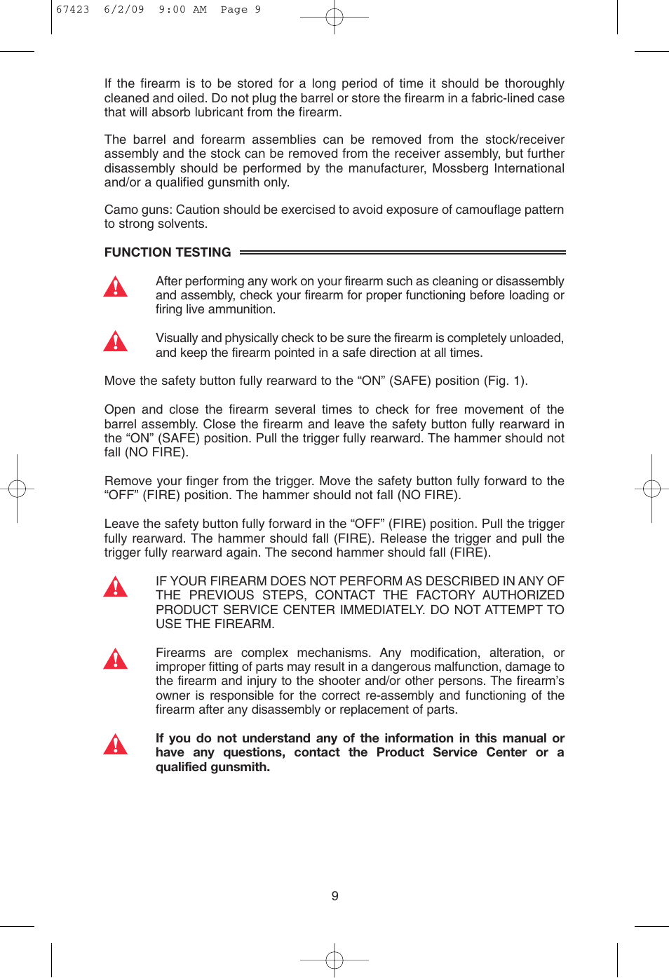 Mossberg Silver Reserve Serie Side/Side User Manual | Page 11 / 20