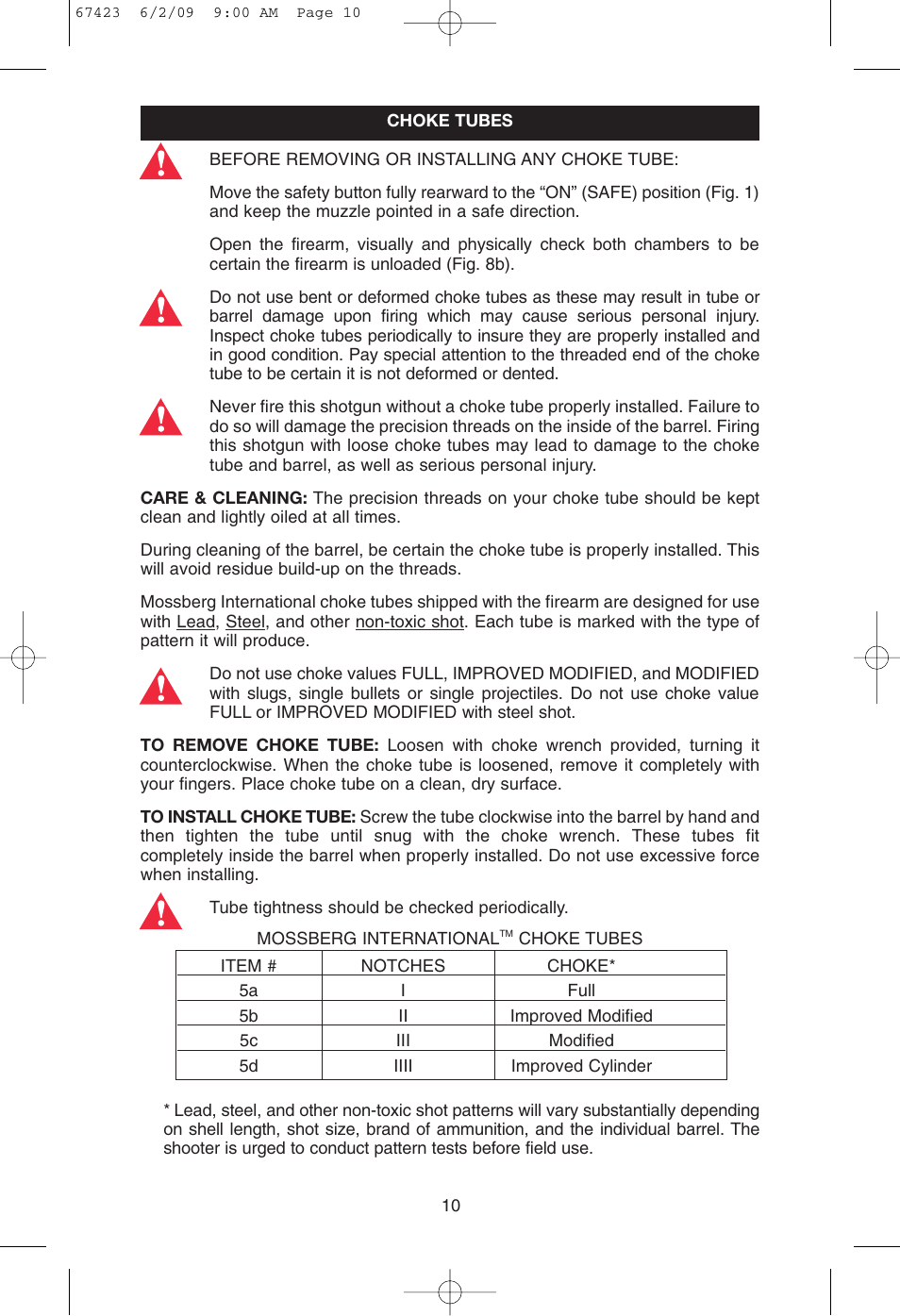 Mossberg Silver Reserve Serie Side/Side User Manual | Page 12 / 20