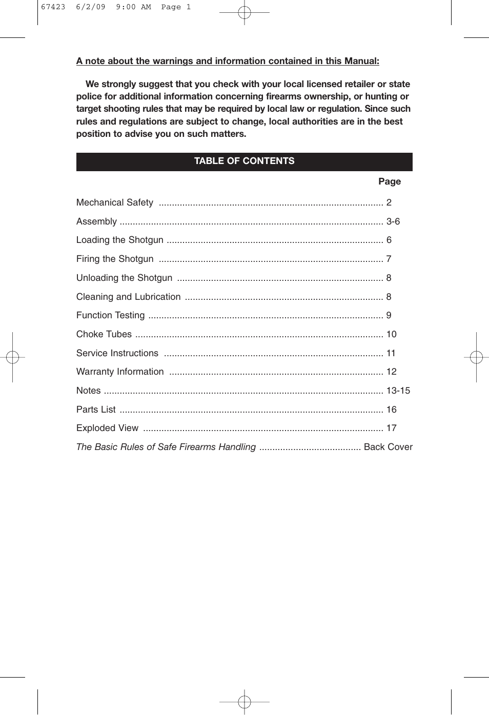 Mossberg Silver Reserve Serie Side/Side User Manual | Page 3 / 20
