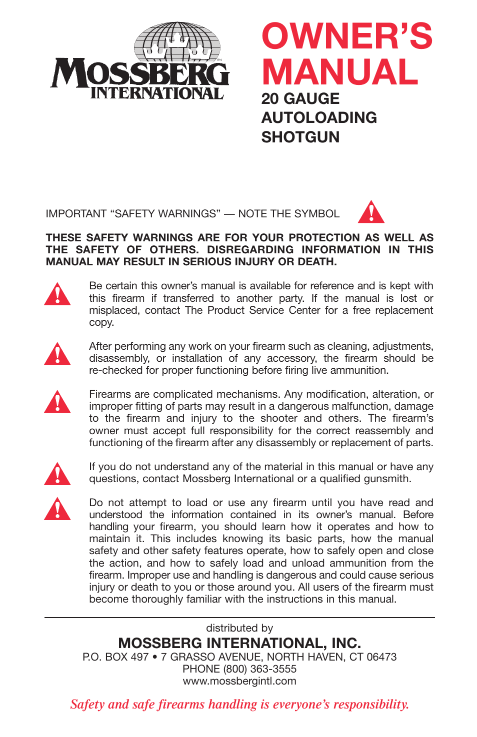 Mossberg International SA-2 User Manual | 28 pages
