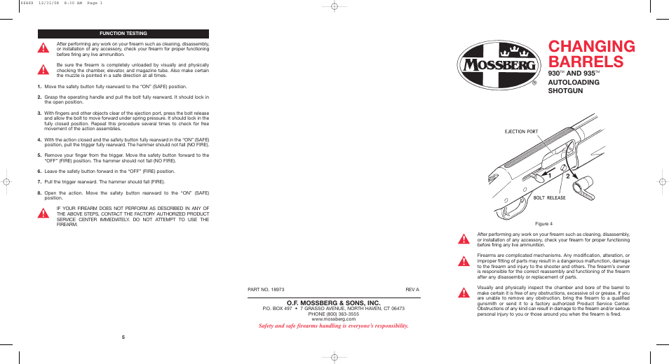 Mossberg Changing Barrels - 93 User Manual | 2 pages