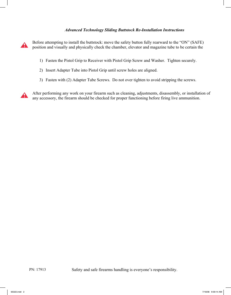 Mossberg SLIDING BUTTSTOCK User Manual | Page 2 / 2