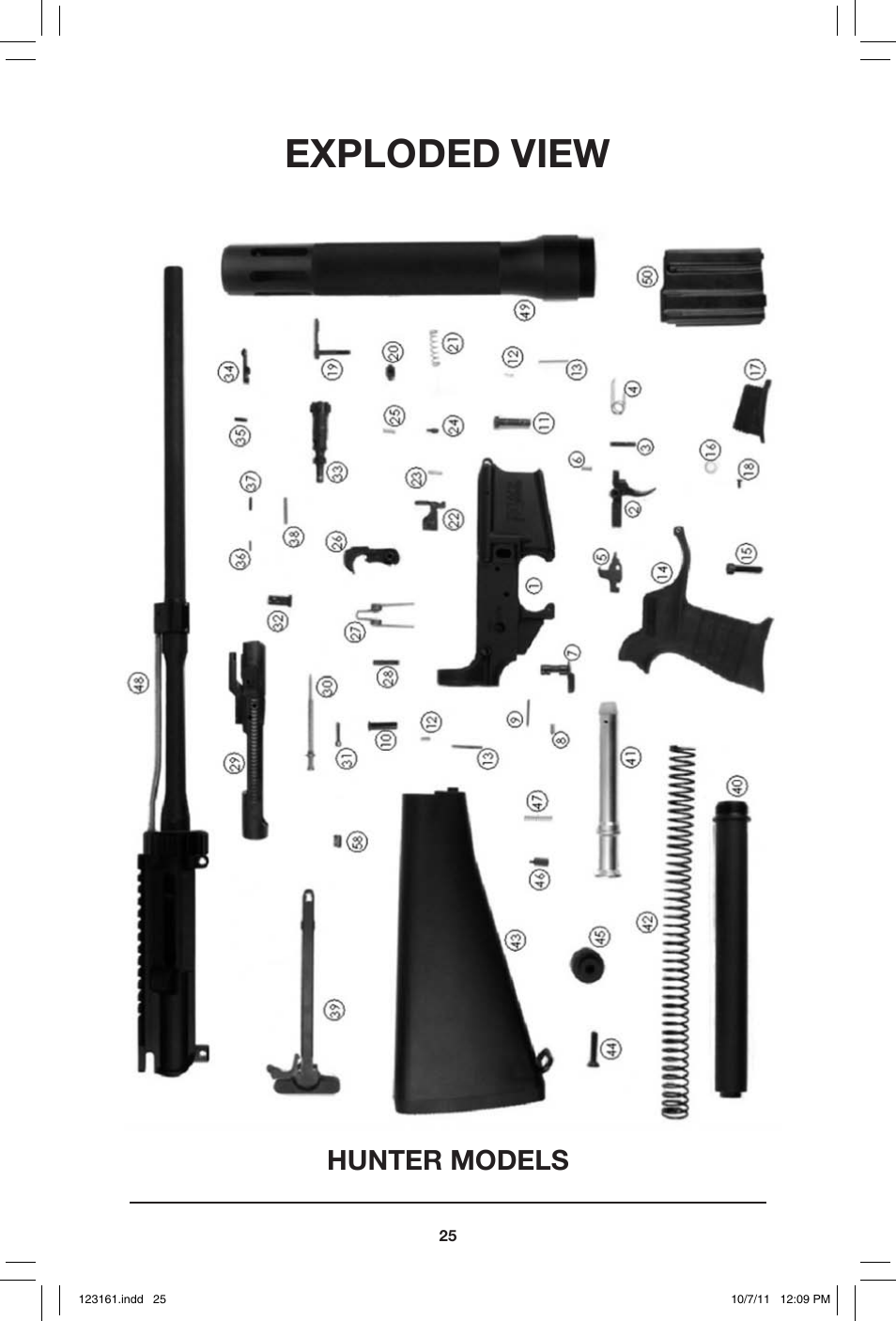 Exploded view, Hunter models | Mossberg MMR User Manual | Page 25 / 32