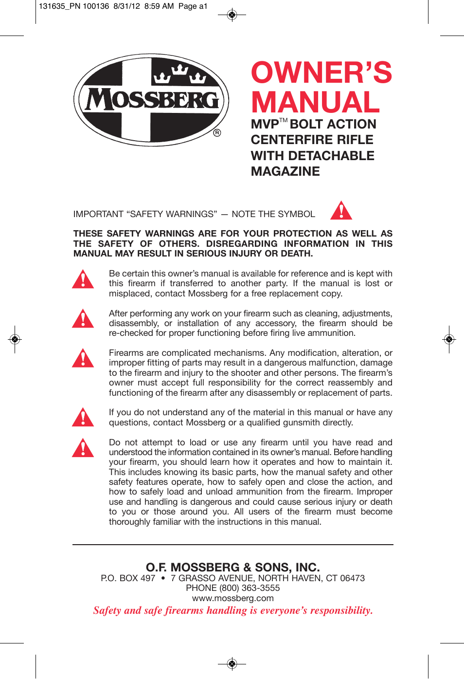 Mossberg MVP User Manual | 24 pages