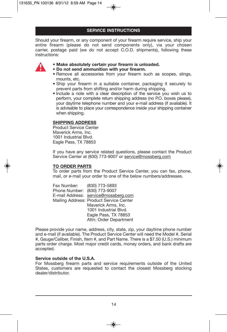 Mossberg MVP User Manual | Page 16 / 24