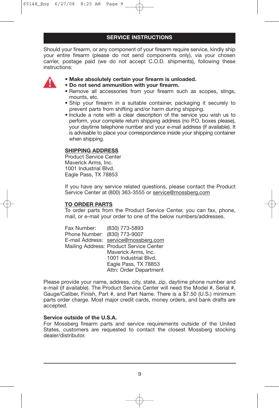 Mossberg AT User Manual | Page 11 / 18