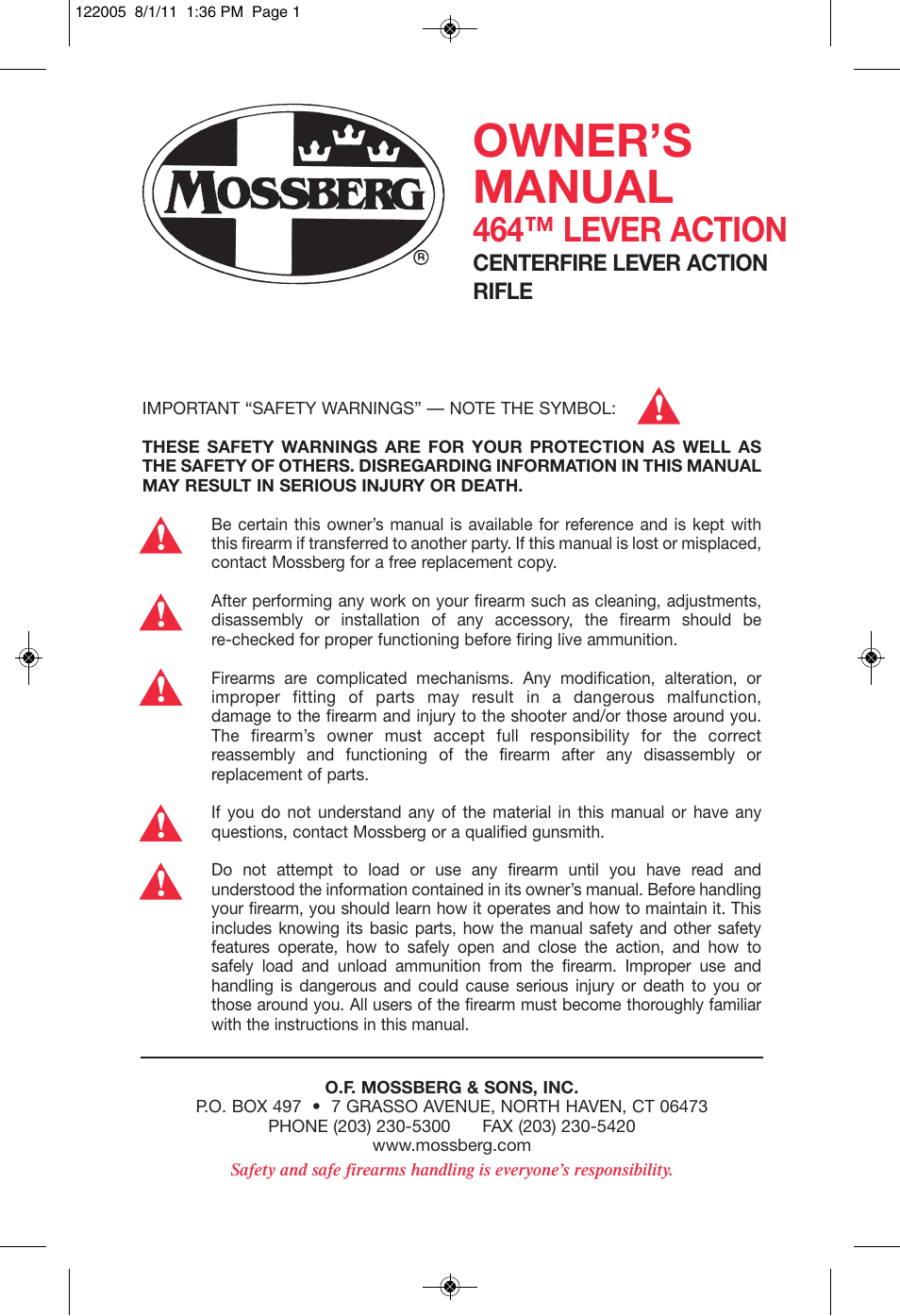 Mossberg 46 CENTERFIRE User Manual | 16 pages