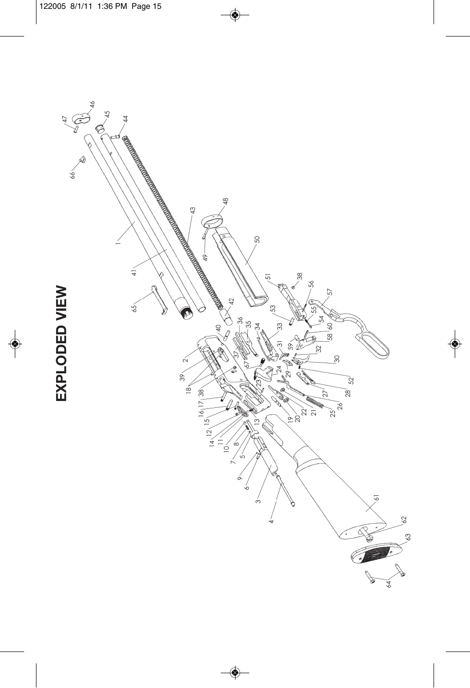 Exploded view | Mossberg 46 CENTERFIRE User Manual | Page 15 / 16