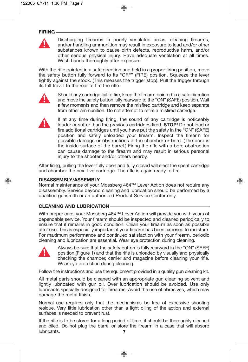 Mossberg 46 CENTERFIRE User Manual | Page 7 / 16