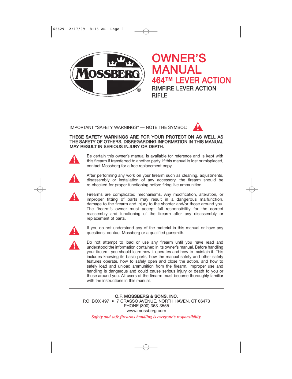 Mossberg 46 RIMFIRE User Manual | 16 pages