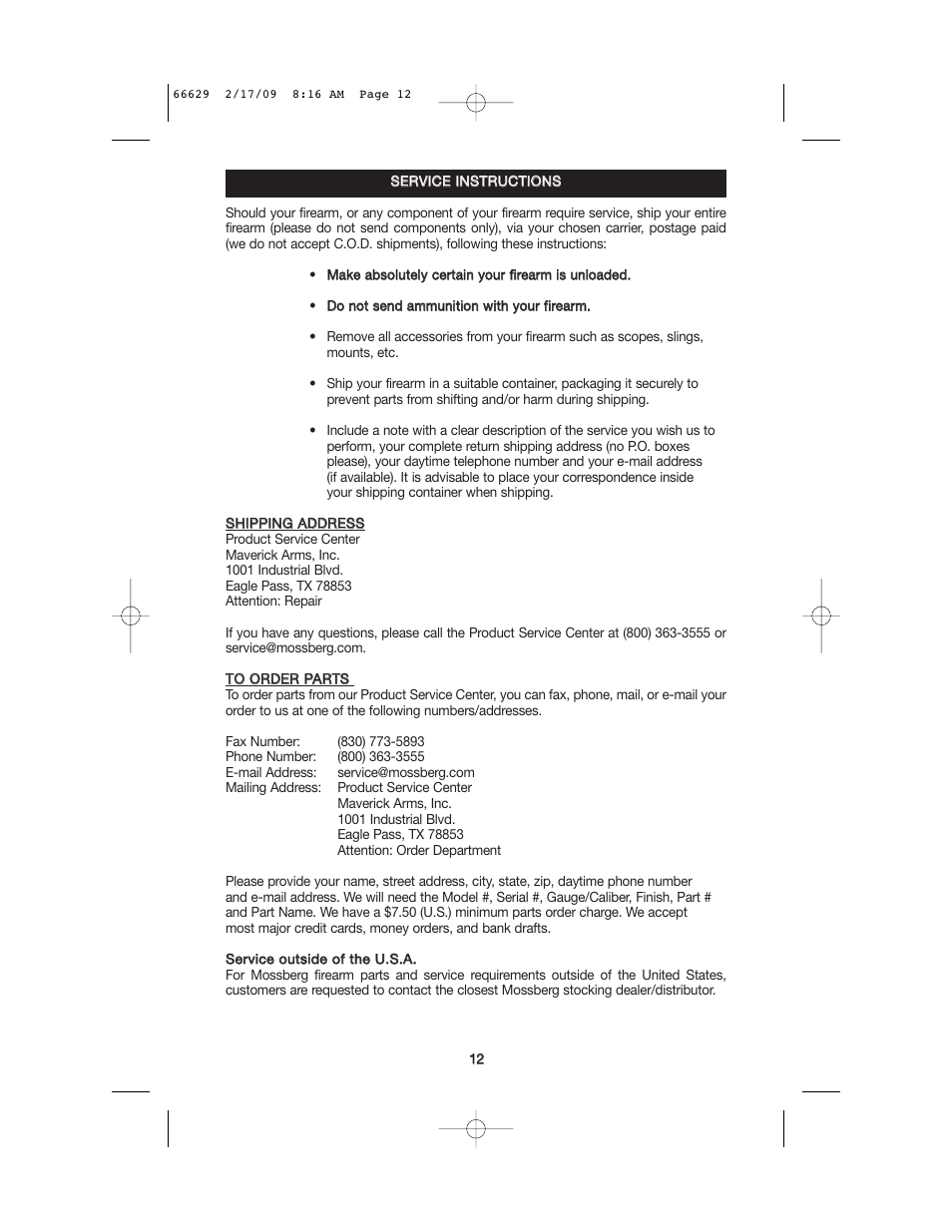 Mossberg 46 RIMFIRE User Manual | Page 12 / 16