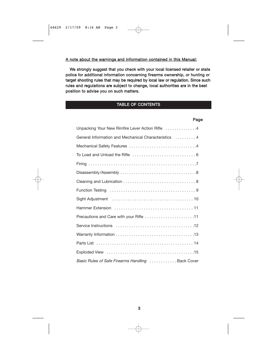 Mossberg 46 RIMFIRE User Manual | Page 3 / 16